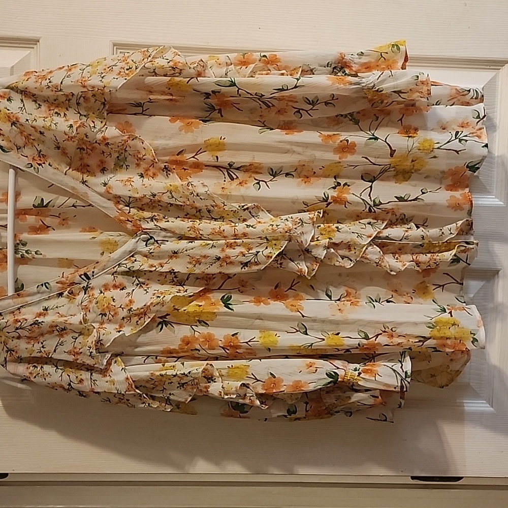 Cato flower sheer ruffle blouse